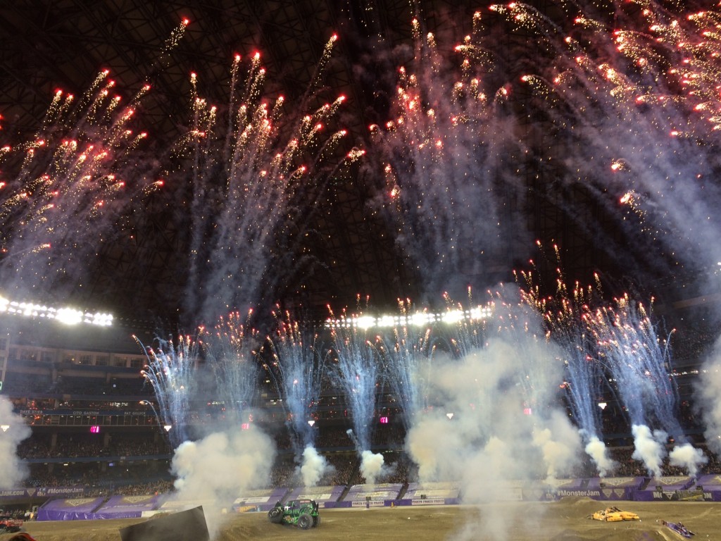 The whole crowd gets into the Monster Jam spectacle